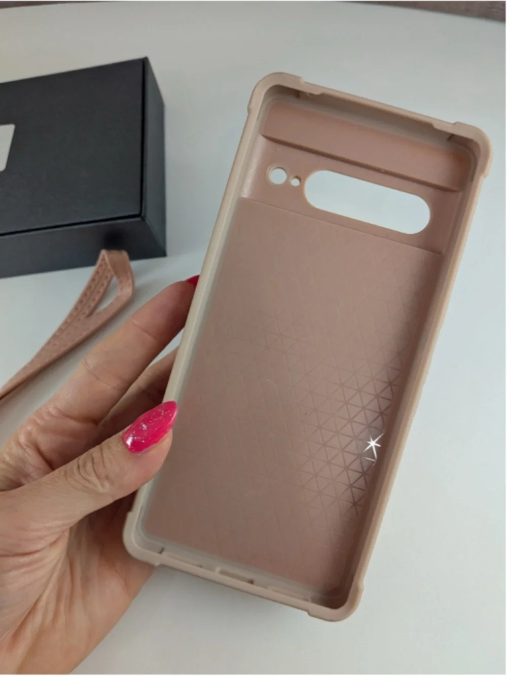 Quilted Card Pocket Phone Case with Strap - Blush Pink